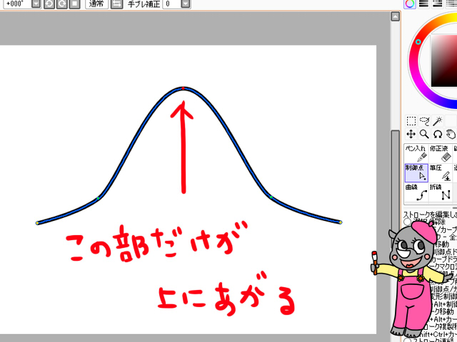 Saiのペン入れレイヤーの曲線ツールと制御点の使い方 かくぬる工房