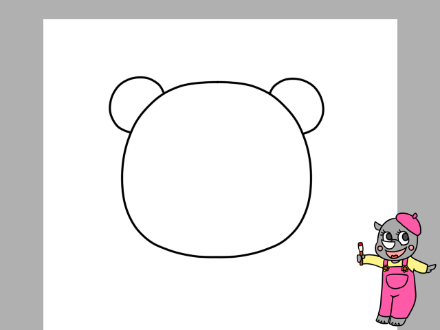 クマのキャラクターイラストの簡単な描き方と全身を描く方法と色塗り かくぬる工房