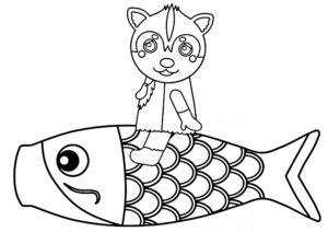 ムームー　鯉のぼり　ぬりえ