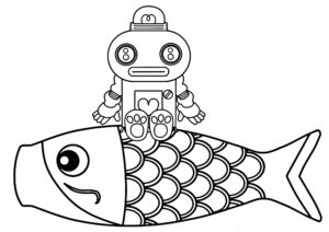 ガラピコ　鯉のぼり　ぬりえ