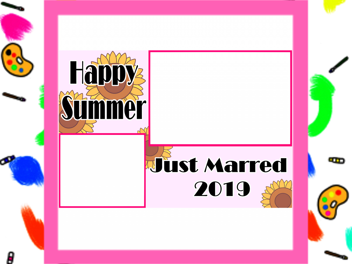 2019年の暑中見舞い結婚報告　無料テンプレート　写真フレーム　はがき印刷用