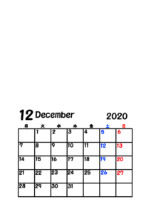 2020年カレンダー　写真フレーム　背景透過　令和2年12月