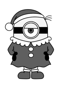 ミニオンズ　クリスマス　白黒フリー素材　サンタガール