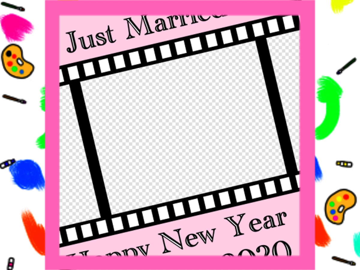 年賀状結婚報告用　2020年写真フレーム入り　無料テンプレート