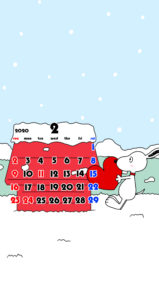 待ち受けカレンダー スヌーピー Android用日曜下 かくぬる工房