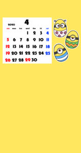 ミニオンズ風　2020年4月　スマホ壁紙待ち受けカレンダー　Android用
