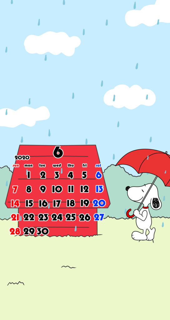 スヌーピー風　2020年6月　スマホ壁紙待ち受けカレンダー　Android用