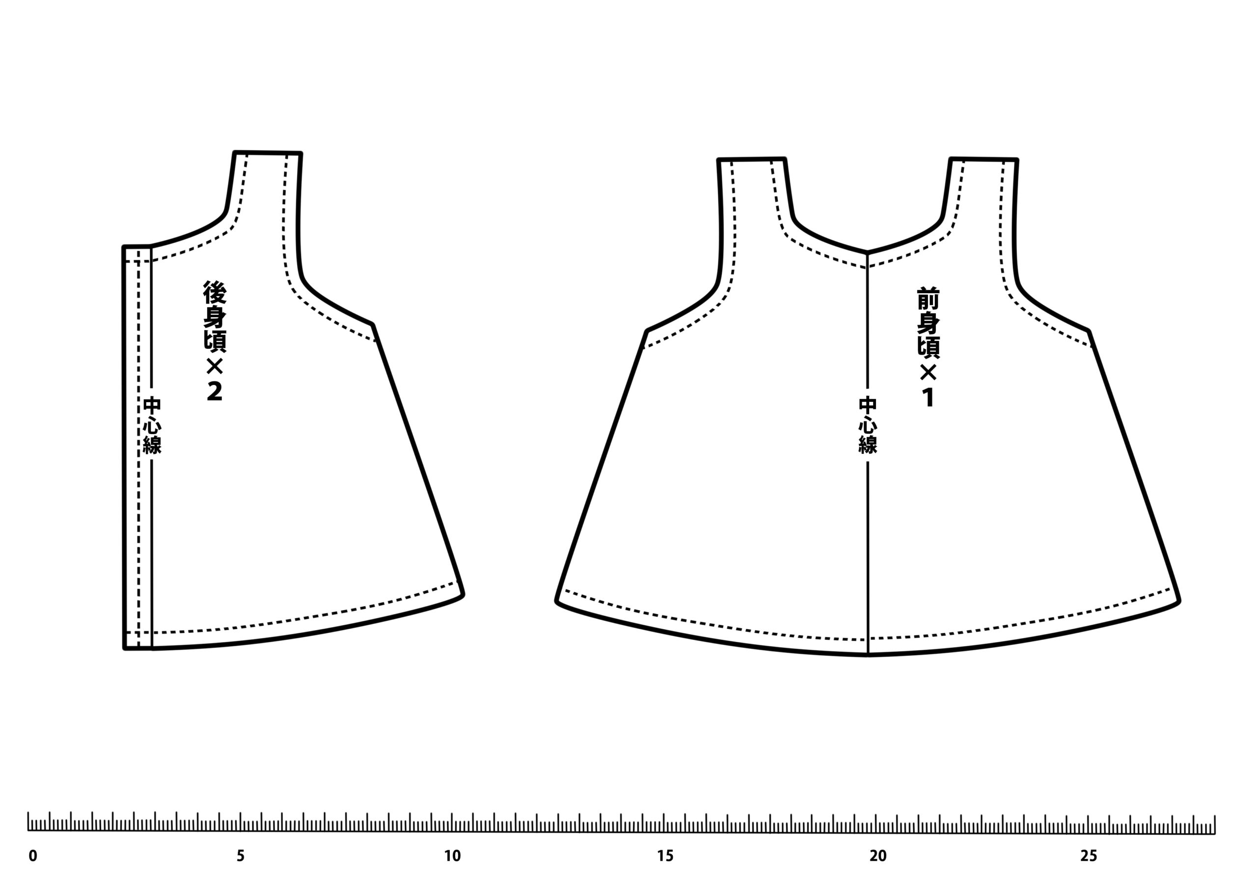 メルちゃんワンピースの型紙 簡単に手作り 無料ダウンロード 印刷 かくぬる工房