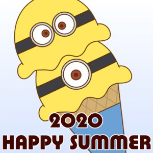 暑中見舞い　ラインスタンプ　メール　無料ダウンロード　ミニオンズ　2020年　令和2年