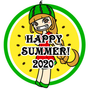 暑中見舞い　ラインスタンプ　メール　無料ダウンロード　スイカ　女の子　2020年　令和2年