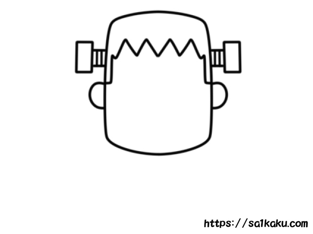 フランケンシュタインのイラストの簡単な描き方 ハロウィン かくぬる工房