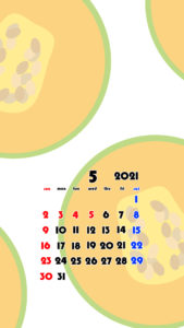 2021年　果物　フルーツ　スマホ壁紙待ち受けカレンダー　iPhone　Android　令和3年5月　メロン