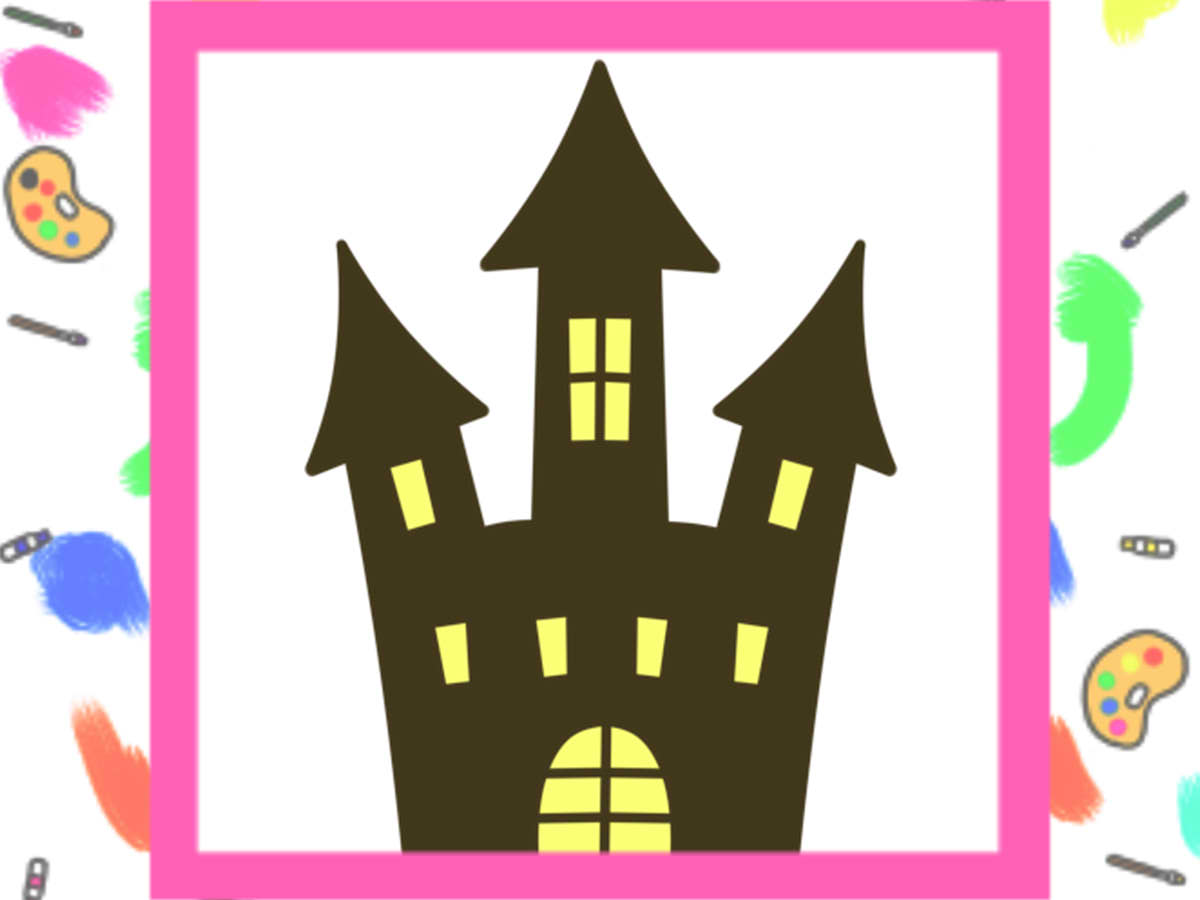 【ハロウィン】お城のシルエットイラストの簡単な描き方